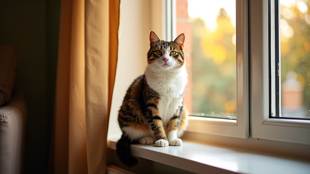 Kat speelt op een vensterbank in een gezellige huurwoning