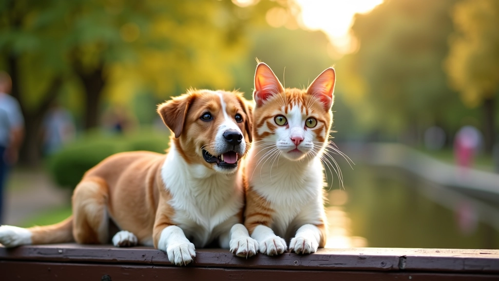Kat en hond zitten samen op vensterbank